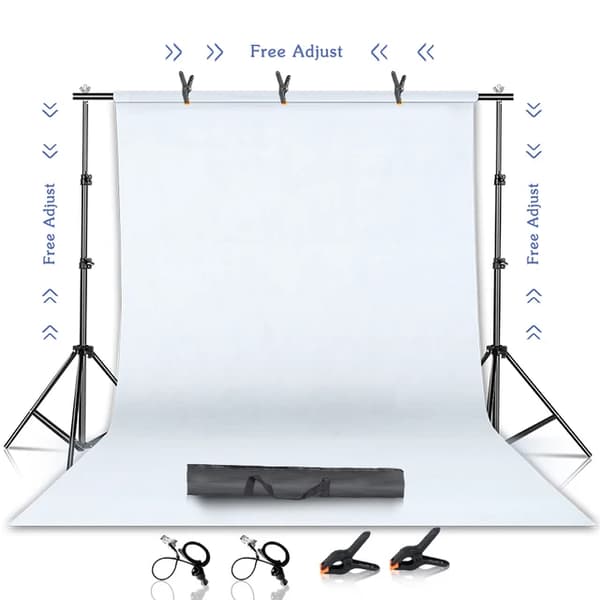 Fotobakgrundstativsats, justerbart stativ, Chromakey-grönt skärmram, 2600x3000mm, med vit duk