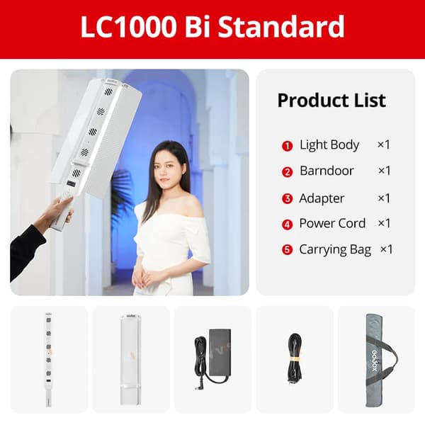 Godox LED Ljusstav, 2500K-8500K Färgtemperatur, Appkontroll,LC1000 BI