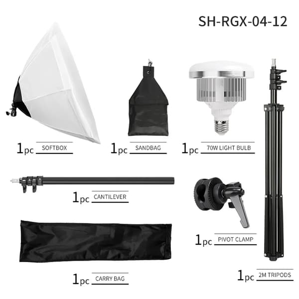 Octagonal Softbox-belysningskit, justerbar lampfäste, E27-baserad kompatibilitet, bärbar stativ,70W 3 Färger Lampa