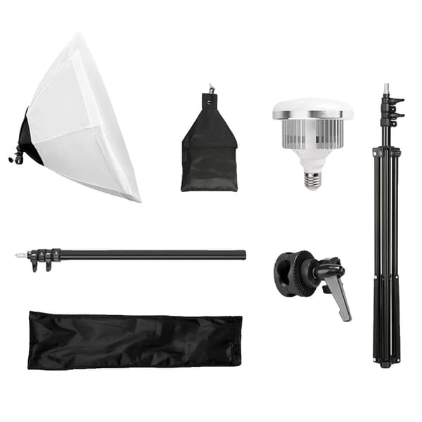 Octagonal Softbox-belysningskit, justerbar lampfäste, E27-baserad kompatibilitet, bärbar stativ,45W 3 Färger Lampa