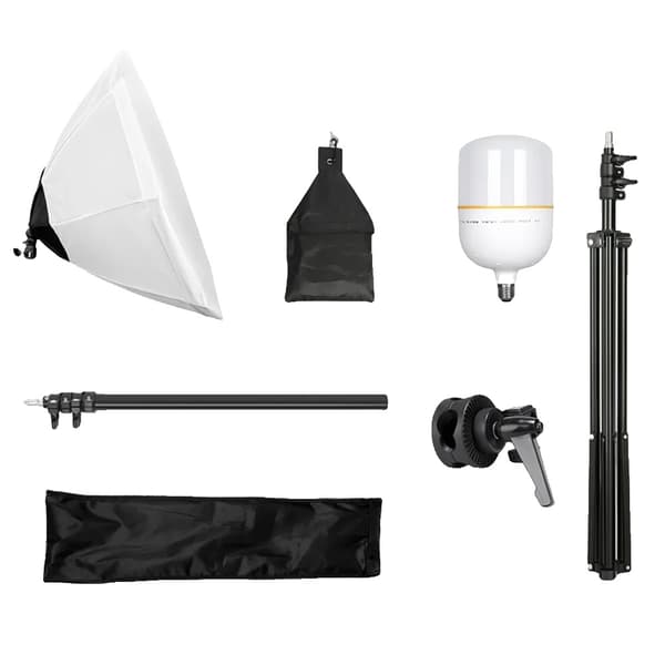 Octagonal Softbox-belysningskit, justerbar lampfäste, E27-baserad kompatibilitet, bärbar stativ,135W 3 Färger Lampa