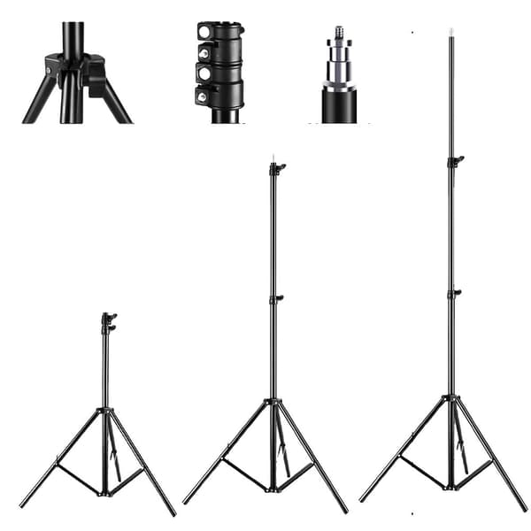 Studiofotografi Ljuskit, 85W LED-effekt, 2800K-5700K tvåfärgad temperatur, inkluderar softbox och ljusstativ,Paket 1, svart