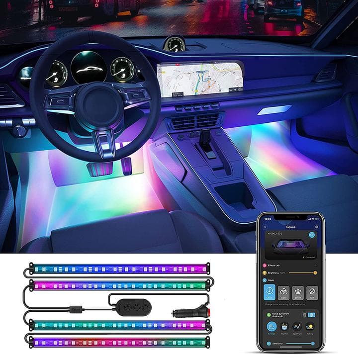 RGBIC LED ljus för bilen, RGB, musik sync, 72 LED ljus, stjärnprojektor