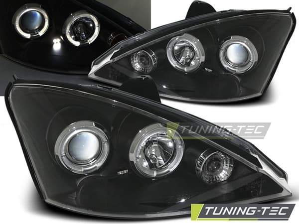 Forlygter med dobbelt halo-omgivelser FORD FOCUS 10 98-10 01 ANGEL EYES SORT