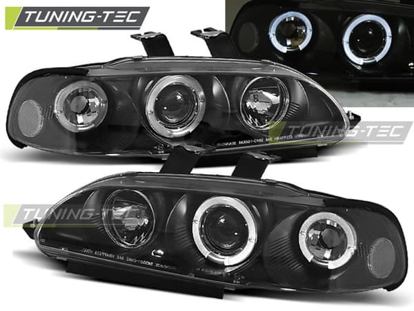 Forlygter med dobbelt halo-fælge HONDA CIVIC 09 91-08 95 4D ANGEL EYES SORT