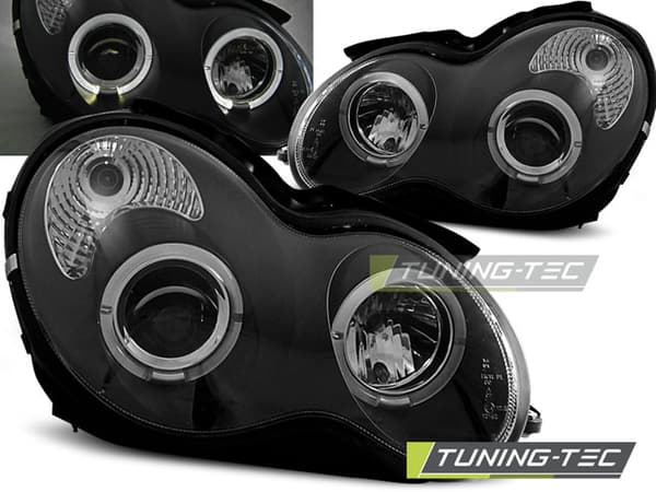MERCEDES W203 C-Sarja 07 00-03 04 ANGEL EYES mustat ajovalot