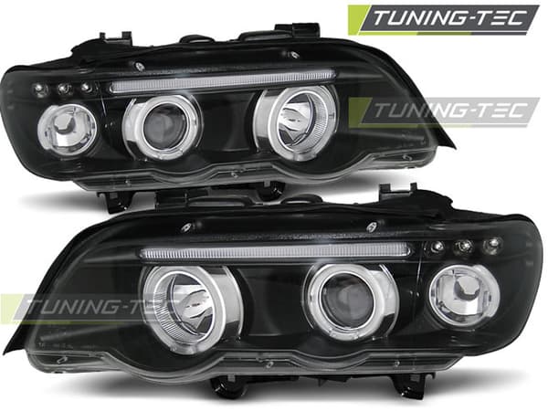 Strålkastare dubbla halo-fälgar BMW X5 E53 09 99-10 03 ANGEL EYES SVART