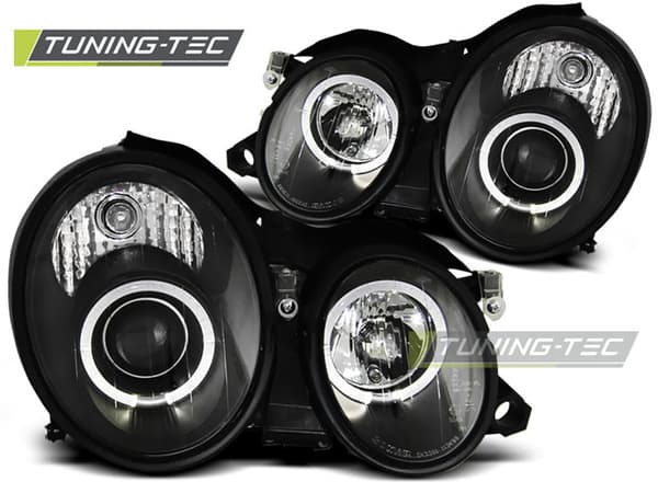 Forlygter dual halo fælge MERCEDES W208 CLK 03 97-04 02 ANGEL EYES SORT