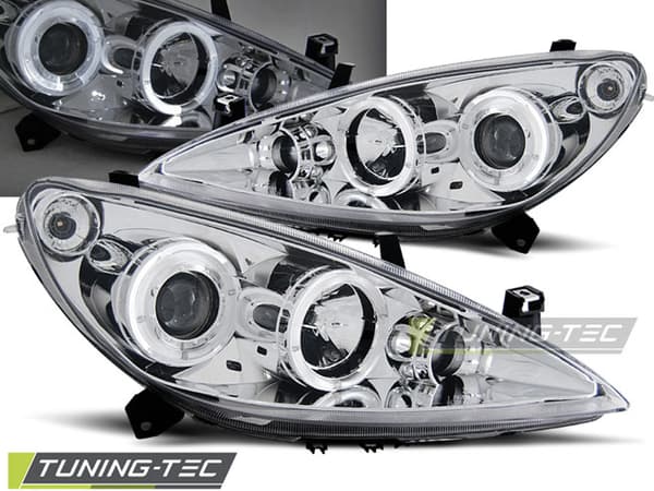 Forlygter dual halo-fælge PEUGEOT 307 04 01-06 05 ANGEL EYES krom.