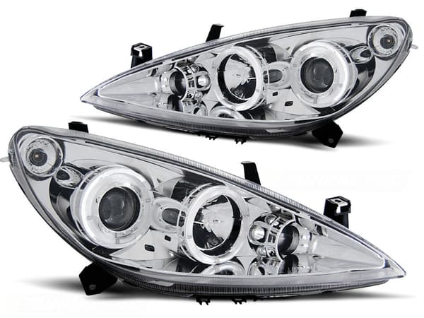 Forlygter dual halo-fælge PEUGEOT 307 04 01-06 05 ANGEL EYES krom.