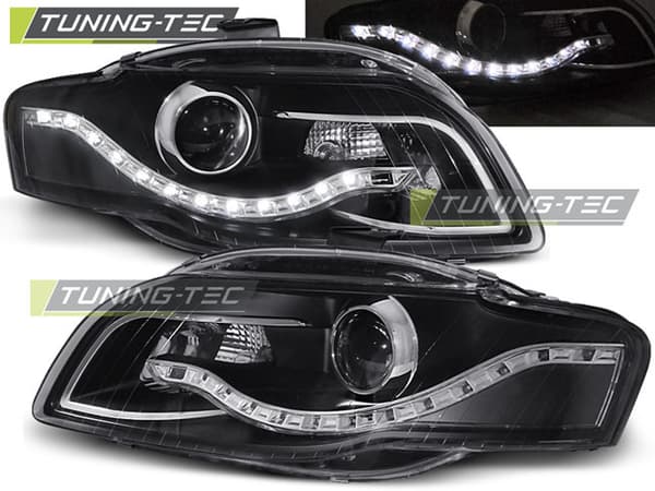 Forlygter med parkeringslys AUDI A4 B7 11 04-03 08 SORT