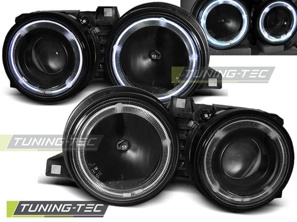 Strålkastare dual halo rims BMW E30 11 82-06 94 ANGEL EYES SVART