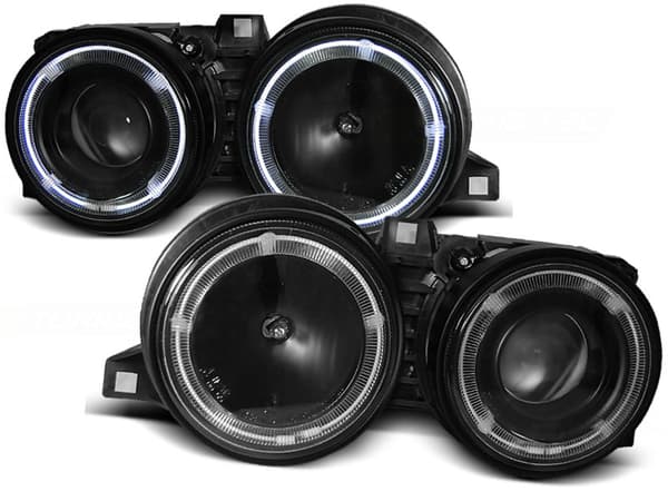 Strålkastare dual halo rims BMW E30 11 82-06 94 ANGEL EYES SVART