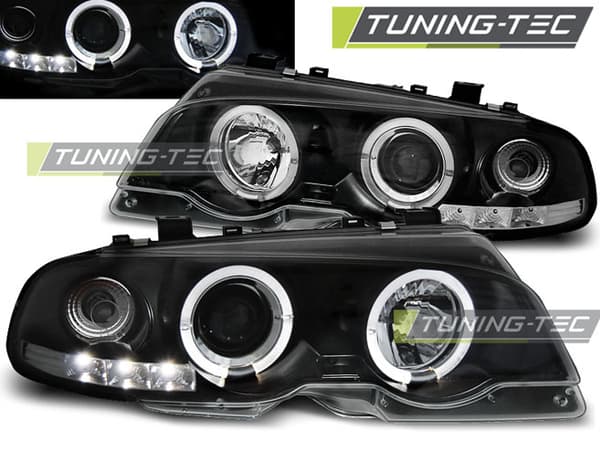 Huvudljus dual halo-fälgar BMW E46 04 99-03 03 COUPE ANGEL EYES SVART