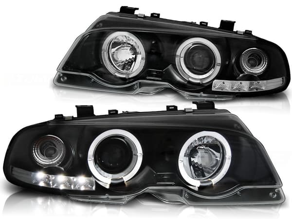 Huvudljus dual halo-fälgar BMW E46 04 99-03 03 COUPE ANGEL EYES SVART