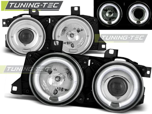 Forlygter dual halo fælge BMW E32/E34 ANGEL EYES KROM