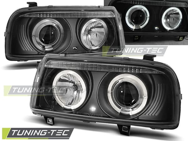 VW VENTO 01 92-08 98 DUAL HALO RIMS KAKSIPIIRAISET ETUVALOT ANGEL EYES MUSTA