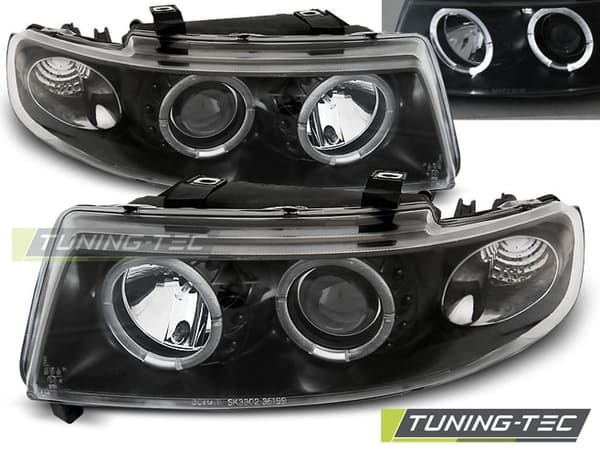 Forlygter dual halo fælge SEAT LEON / TOLEDO 04 99-08 04 ANGEL EYES SORT