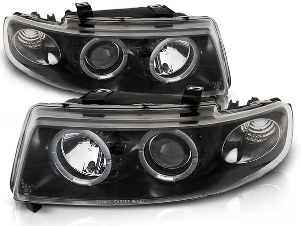 Forlygter dual halo fælge SEAT LEON / TOLEDO 04 99-08 04 ANGEL EYES SORT