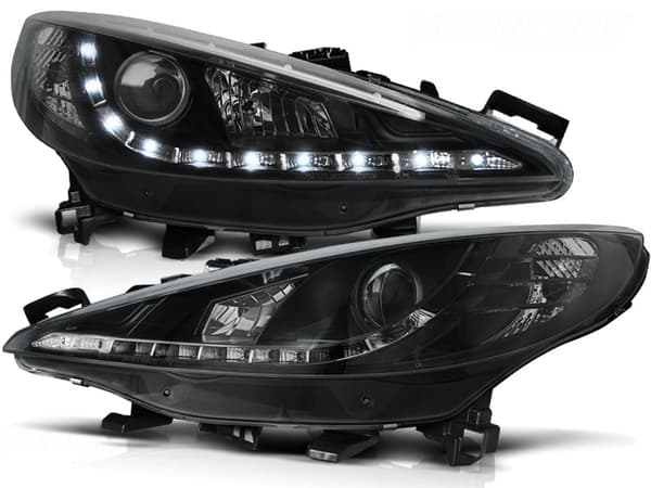 Forlygter med parkeringslys PEUGEOT 207 05 06-06 12 SORT