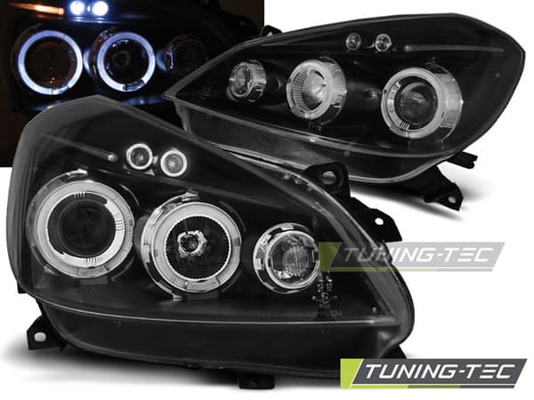 Forlygter dual halo fælge RENAULT CLIO 3 05-09 SORT ENGLEØJNE