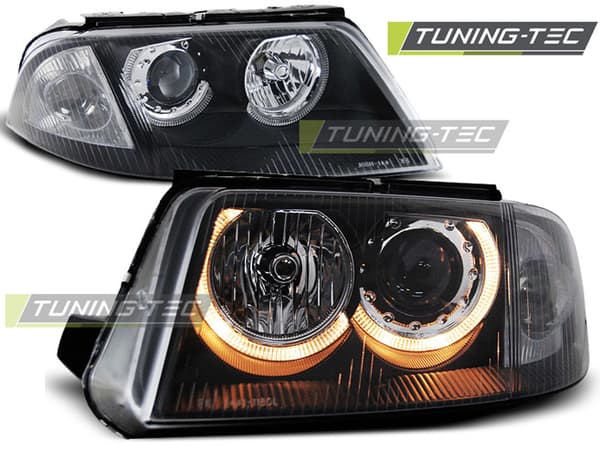 Forlygter med dobbelt halo-fælge VW PASSAT 3BG B5 FL 09 00-03 05 ANGEL EYES SORT