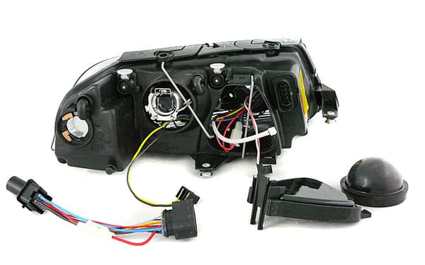 Forlygter med dobbelt halo-fælge VW PASSAT 3BG B5 FL 09 00-03 05 ANGEL EYES SORT