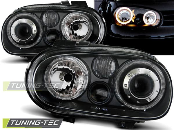 Strålkastare dubbla halo fälgar VW GOLF 4 09 97-09 03 ANGEL EYES BLACK
