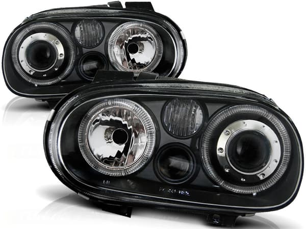Strålkastare dubbla halo fälgar VW GOLF 4 09 97-09 03 ANGEL EYES BLACK