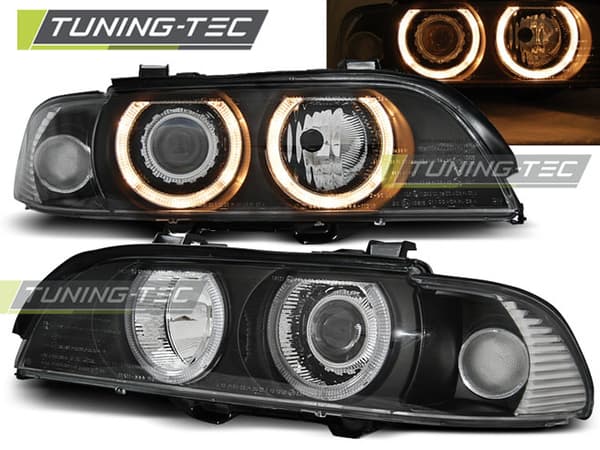 Forlygter Xenon BMW E39 09 95-06 03 ANGEL EYES D2S/H7 SORT