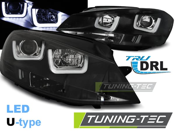 Strålkastare DRL VW GOLF 7 11 12-17 U-TYPE SVART