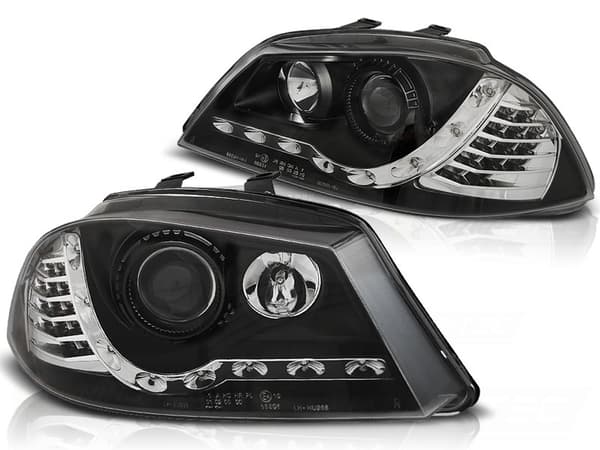 Strålkastare med parkeringsljus SEAT IBIZA 6L 04 02-08 SVART