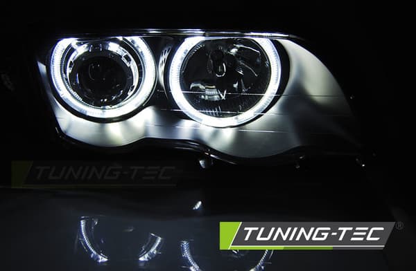 Ajovalot kaksoishalo vanteet BMW E46 05 98-08 01 S/T ANGEL EYES LED MUSTA