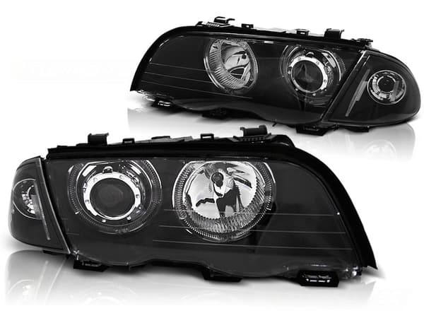 Ajovalot kaksoishalo vanteet BMW E46 05 98-08 01 S/T ANGEL EYES LED MUSTA