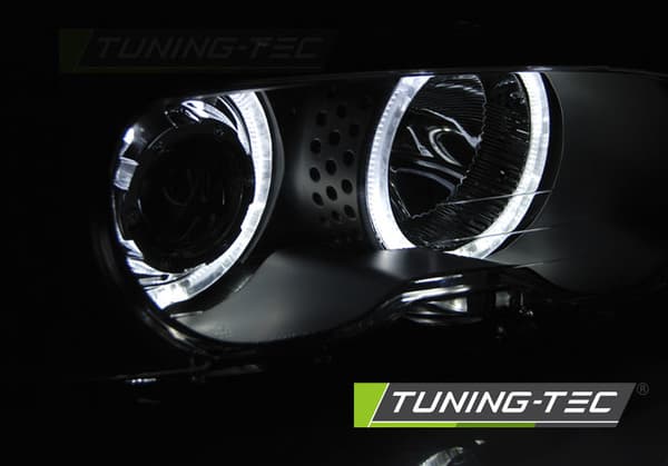 Forlygter dobbelt halo fælge BMW E46 04 99-03 03 COUPE CONVERTIBLE ANGEL EYES LED SORT