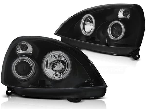 Forlygter med dobbelt halo-fælge RENAULT CLIO II 06 01-09 05 ENGEL ØJNE CCFL SORT