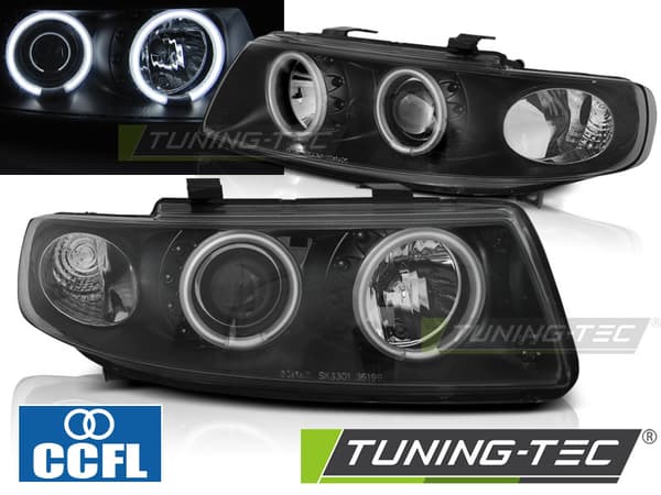 Kaksoiskehäkiekot etuvalot SEAT LEON / TOLEDO 04 99-08 04 ANGEL EYES CCFL MUSTA