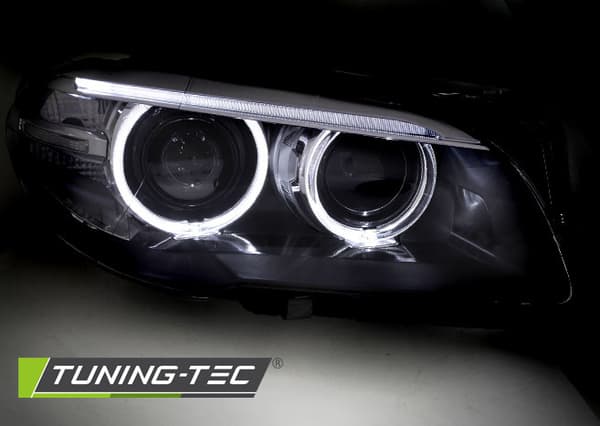 Halvljus Xenon BMW F10 F11 10-07 13 AE LED SVART DRL