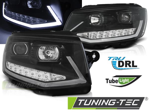 Forlygter kørselslys VW T6 15- SORT CHROME LED DRL