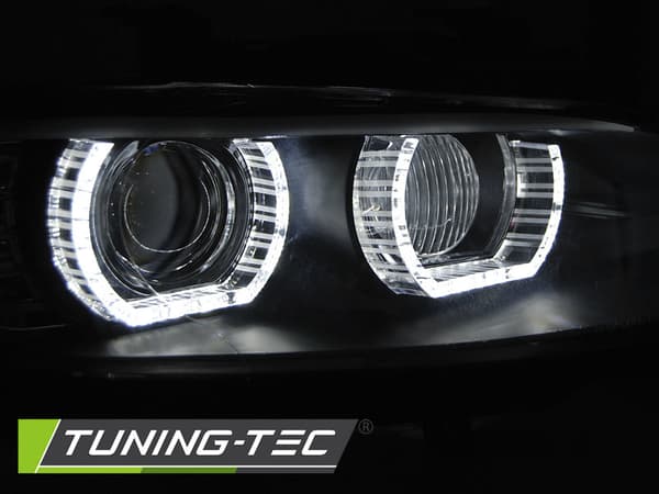 Strålkastare Xenon BMW E92/E93 06-10 ANGEL EYES LED SVART AFS HID