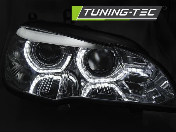 Frontlyktor Xenon BMW X5 E70 07-10 AE DRL LED KROM HID