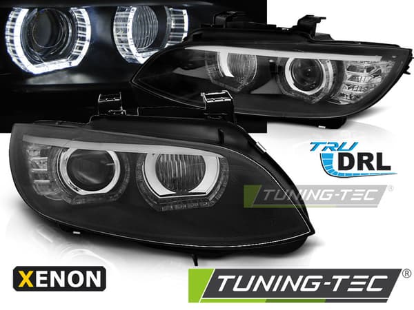 Strålkastare Xenon BMW E92/E93 06-10 ANGEL EYES LED SVART HID