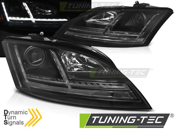 Forlygter med positionslys AUDI TT 06-10 8J SORT LED SEQ