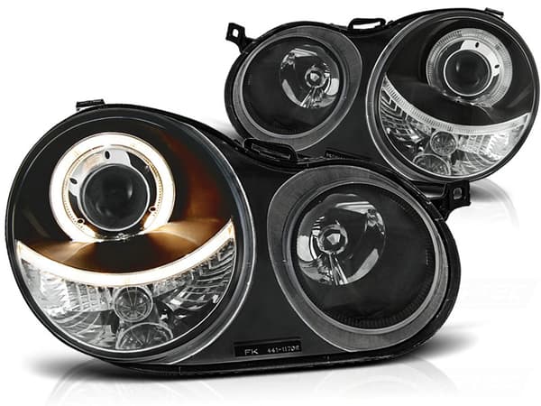 Forlygter dobbelt halo fælge VW POLO 9N 11 01-04 05 ANGEL EYES SORT