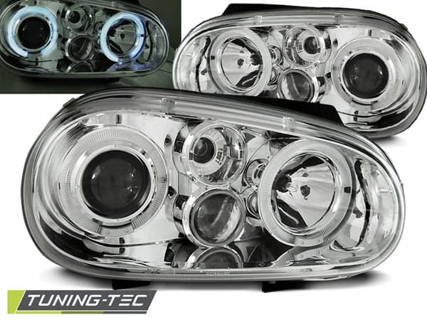 Kopplingslampor dubbla halo-fälgar VW GOLF 4 09 97-09 03 ÄNGLA ÖGON KROM
