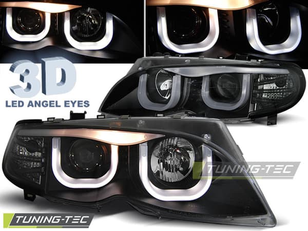 Forlygter dual halo fælge BMW E46 09 01-03 05 S/T SORT