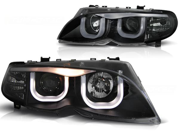 Forlygter dual halo fælge BMW E46 09 01-03 05 S/T SORT