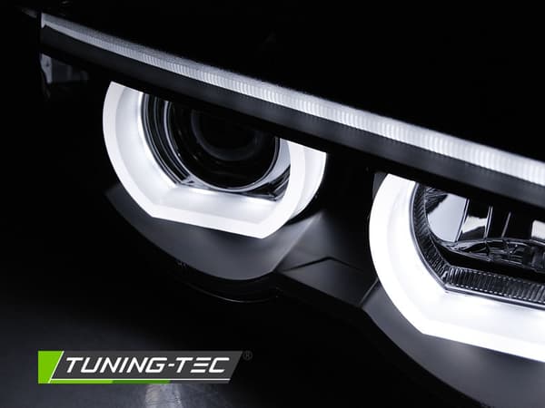 Forlygter dobbelt halo fælge BMW E38 94-01 ANGEL EYES 3D SORT