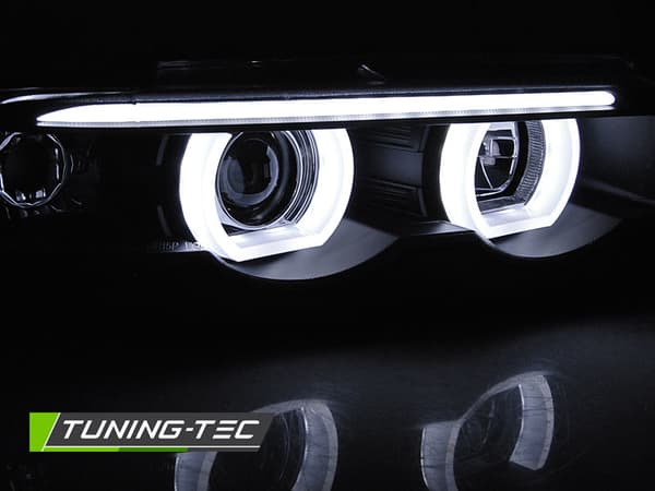 Forlygter dobbelt halo fælge BMW E38 94-01 ANGEL EYES 3D SORT