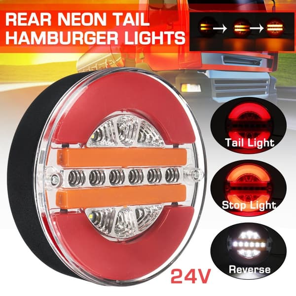 1PC 24V Dynamisk LED Trailer Lastbil Bakljus Bromsljus DRL Flöde Blinkerslampa Strobeljus för bil Båt Buss Skåpbil Husvagnar(Typ D)